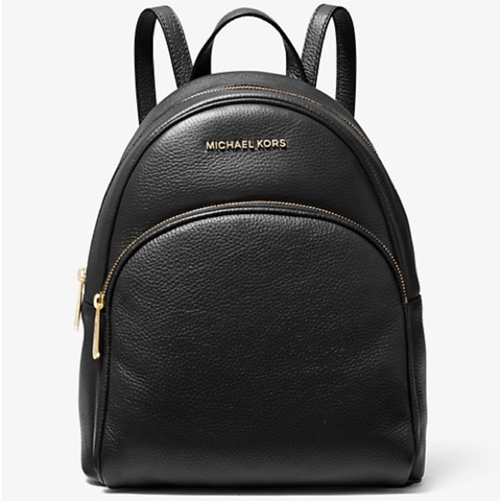Michael Kors Abbey Medium Pebbled Leather Backpack Black